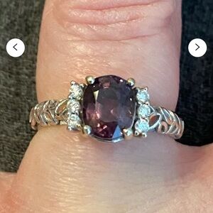 Purple Spinel and Diamond Ring 14k White Gold